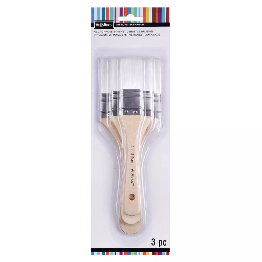 Discount ⌛ 12 Packs: 3 ct. (36 total) All Purpose Synthetic Bristle Brushes by ArtMinds™ 🔔 - Image 3