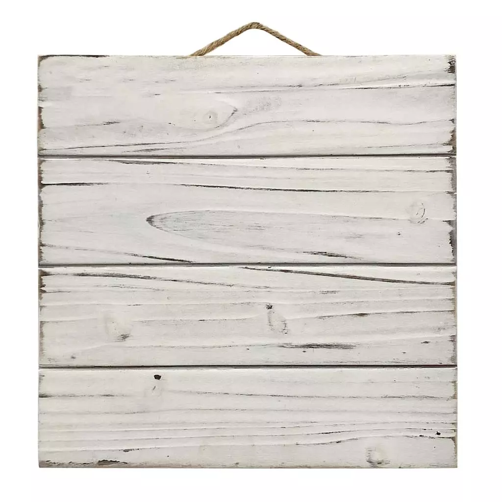 Promo ⌛ 10" Whitewashed Wooden Square Plaque by ArtMinds™ 👍