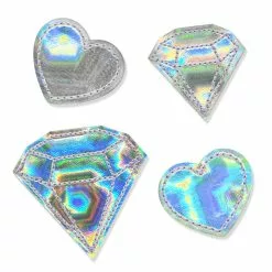 Promo 🌟 Iron-On Holographic Diamond & Heart Patches by ArtMinds™ ✔️